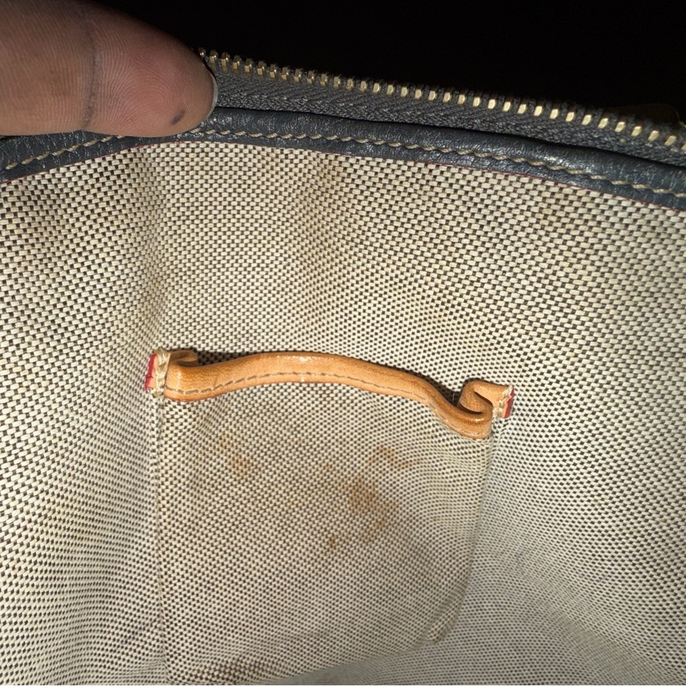 Dooney & Bourke Black Leather Satchel with Tan Trim and Handles - Picture 7 of 8